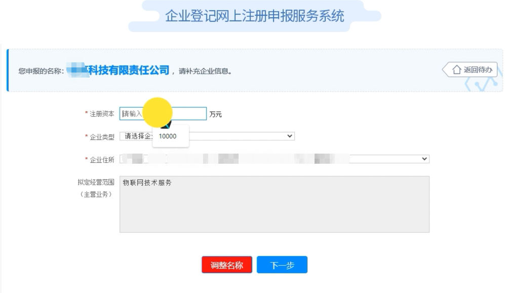 河南國家局核名登記流程企業(yè)信息填報(bào)